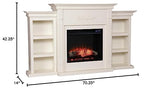 SEI Furniture Tennyson Electric Fireplace with Bookcases, New Ivory SEI Furniture