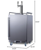 Summit SBC683OSTWIN 24" Wide Built-in or Freestanding Outdoor Beer Kegerator, Dual Tap, Weatherproof, Automatic Defrost, Digital Thermostat, Tap Cool System, Adjustable Shelves, four Casters Summit Appliance