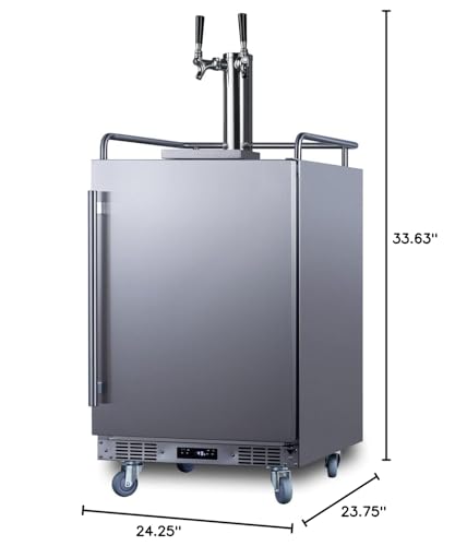 Summit SBC683OSTWIN 24" Wide Built-in or Freestanding Outdoor Beer Kegerator, Dual Tap, Weatherproof, Automatic Defrost, Digital Thermostat, Tap Cool System, Adjustable Shelves, four Casters Summit Appliance