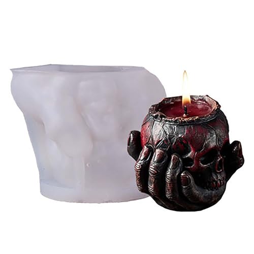 Halloween Skull Hand Ghost Cylinder Molds Silicone Wave Spiral Candle Mold - Silicone Resin Casting Molds for Candle & Resin & Soap Craft Supplies