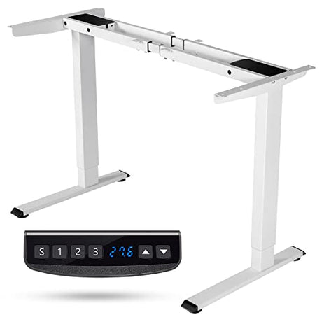 COSTWAY Electric Sit Stand Desk Frame, Dual-Motor Height-Adjustable Standing Desk Base w/ 3 Memory Positions & Touch Control Panel, Home Office Computer Desk Frame w/Hook & Cable Tray (White) COSTWAY