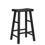 eHemco Heavy-Duty Solid Wood Saddle Seat Kitchen Counter Barstools, 29 Inches, Black, Set of 3 eHemco