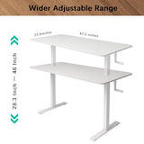 Whole Piece Manual Standing Desk Adjustable Height with Lockable Casters- Hand Crank Stand up Desk with Wheels, Mobile Sit to Stand Workstation with Handle iWkstation