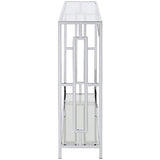Convenience Concepts Town Square Chrome Console Table 42" - Contemporary Modern Sofa Table with Storage Shelf, Narrow Entryway Hall Table for Living Room, Bedroom, Bathroom, Glass/Chrome Convenience Concepts