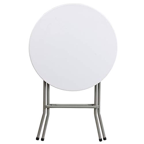 Flash Furniture Elon 2' Round All-Occasion Plastic Folding Event Table, Foldable Portable Banquet Table for Indoor/Outdoor Events, White Flash Furniture