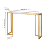 Pemberly Row Art Deco Metal Console Table, Brass Finish, 42 in x 10 in x 29 in, Tempered Glass Top and Shelf, Modern Industrial Style, Entryway or Living Room Accent Table for Home Decor Pemberly Row