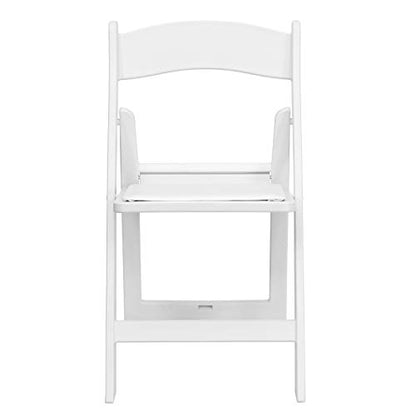 EMMA + OLIVER Set of 4 Lightweight Resin Folding Chairs in White, Comfortable 800LB Weight Capacity Chair - WoodArtSupply