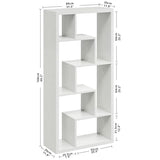 IRONCK Geometric Bookcase 6-Shelf Industrial Bookshelf White Etagere Bookcase Tall Storage Display Bookshelf with Thicken Shelf for Living Room Home Office IRONCK