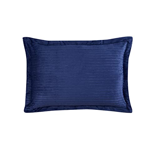 Nestl Premium Flannel Duvet Cover Set - 2 PC Reversible Twin Comforter Cover Set with Microfiber Back - 1 Velvet Duvet Cover Twin with Zipper Closure & 1 Pillow Sham 68 x 90 inches – Navy Blue Nestl
