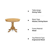 East West Furniture ANT-OAK-TP Antique Modern Kitchen Table - a Round Dining Table Top with Pedestal Base, 36x36 Inch, Oak East West Furniture