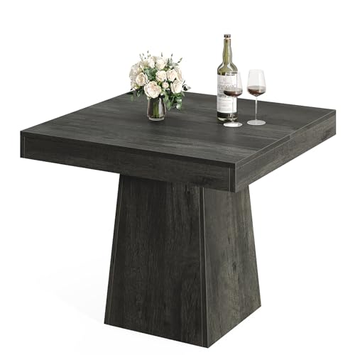 Tribesigns Square Dining Table for 4, 31.5-Inch Small Kitchen Table with Sturdy Pedestal Base, Farmhouse Dinner Table for Dining Room, Living Room, Kitchen (Gray) Tribesigns
