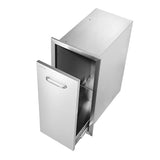 VEVOR Pull Out Trash Drawer 13.4"W x 25.7"H x 19.6"D Lower Sliding Rails Stainless Steel Roll Out Trash Bin Pull Out Tray Outdoor Kitchen Trash Drawer with Handle for BBQ Island Grill Station VEVOR