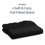 Full Fitted Bed Sheet - Bottom Single Fitted Sheet Only - Ultra-Soft Hotel Luxury Bedding w/ 8-16 Inch Deep Pockets - Breathable, Cooling & Wrinkle Free - Easy-Care, Fade & Shrink Resistant - Black CGK Unlimited