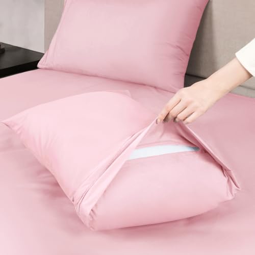 Mejoroom Queen Size Sheet Set - Hotel Luxury 1800 Bedding Sheets & Pillowcases - Deep Pocket Fitted Sheet, Soft, Breathable, Wrinkle & Fade Resistant - 4 Piece (Queen, Blush Pink) Mejoroom
