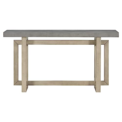 Merax Wood Entryway Console Table, Modern Line Frame with Industrial Concrete Top, for Living Room/Hallway/Foyer, Grey Merax