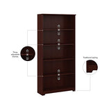 Bush Furniture Cabot Tall 5 Shelf Bookcase in Harvest Cherry - Stylish and Sturdy Storage Solution for Home and Office Bush Business Furniture