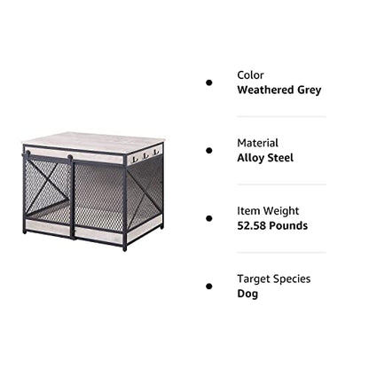 unipaws Furniture Style Sliding Door Dog Crate for Medium Dogs, Indoor Aesthetic Puppy Kennel, Modern Decorative Wood Wire Pet House Dog Cage, Pretty Cute End Side Table Nightstand, Grey - WoodArtSupply