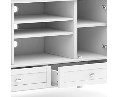 SIMPLIHOME Warm Shaker SOLID WOOD Universal TV Media Stand, 47 inch Wide, Transitional, Living Room Entertainment Center, Storage Cabinet, for Flat Screen TVs up to 55 inches in White SIMPLIHOME