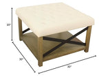 HomePop Tufted Ottoman with Wooden Storage - Cream HomePop