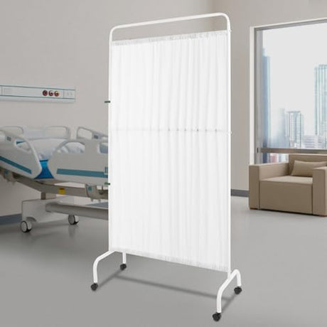 Portable Room Divider, 70.9" H Medical Privacy Screen with Lockable Casters Folding Partition Screen with Oxford Cloth for Hospitals Beauty Salons Nursing Homes 35.4" Wx70.9 H (White) LOONGWEIA
