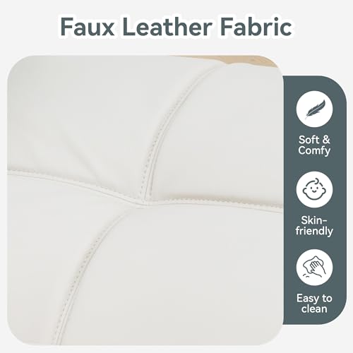 AMICLIBER Futon Sofa Bed Convertible Couch, White Faux Leather Sofa Bed with Memory Foam, Adjustable Backrest & Armrests, Multifunctional Small Loveseat Sleeper Sofa for Living Room, Apartment, Office AMICLIBER