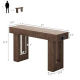 Unikito 47" Entryway Table with Socket and Sensor Light, Narrow Console Table with Storage Behind Couch, Farmhouse Entry Way Tables with Open Storage for Entrance/Hallway/Living Room, Rustic Oak Unikito