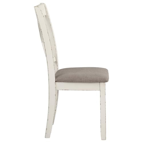 Coaster Home Furnishings - Fortress - Wood - 7-Piece Rectangular Dining Table Set – Farmhouse Style with Double-Cross Back Armless Side Chairs - Dining Room - Vintage White, Chestnut Brown - 190721 Coaster Fine Furniture