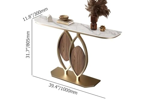 homary Console Table 39.4", Entryway Console Table with Sintered Stone Top, Modern Accent Table with Gold Metal Frame & Geometric Base for Entryway, Living Room & Hallway homary