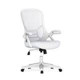 Flash Furniture Porter High-Back Swivel Office Chair with Adjustable Lumbar Support and Height, Ergonomic Mesh Desk Chair with Flip-Up Armrests, White Flash Furniture