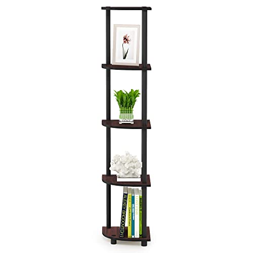 Furinno Turn-N-Tube 5 Tier Corner Display Rack Multipurpose Shelving Unit, 1-Pack, Dark Cherry/Black - WoodArtSupply