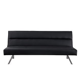 Naomi Home Zoe Futon Sofa Bed, Black Faux Leather, 3-Position Convertible, Space-Saving, 68.9" W Naomi Home