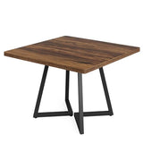 Tribesigns Square Dining Table for 2, 31.5" Industrial Dinner Table with Metal Base, Kitchen Table for Dining Room, Small Space, Apartment, Rustic Brown & Black Tribesigns