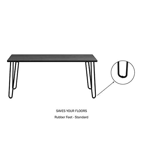 Coffee Table with Hairpin Legs - Modern Industrial Style Home Decor - Woodgrain-Look and Steel Accent Living Room Furniture by Lavish Home (Black) Lavish Home