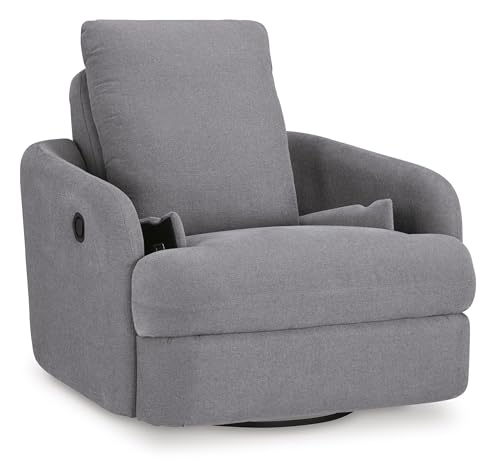 Signature Design by Ashley Modmax Contemporary Indoor Upholstered Press-Back Rocker Swivel Glider Recliner with Hidden Storages, Light Gray Signature Design by Ashley