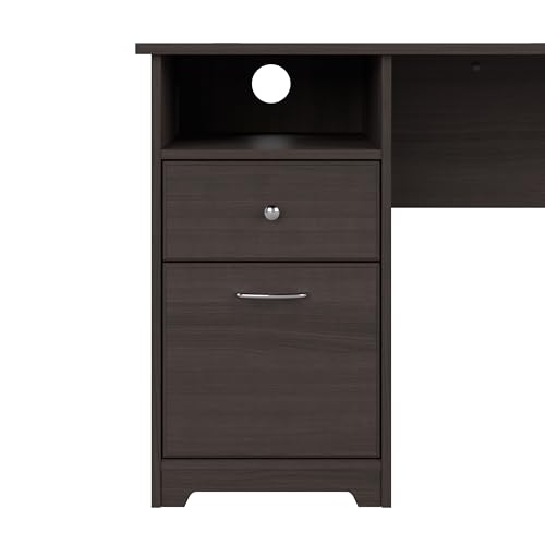 Bush Furniture Cabot Desks for Home Office with Storage and Chrome Hardware | Elegant Computer Table with Drawers, 72W, Heather Gray Bush Business Furniture
