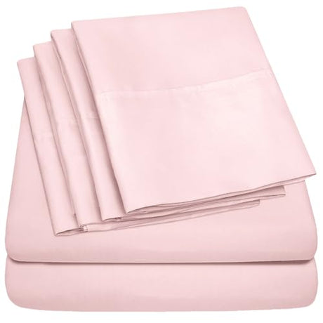 Full Size Bed Sheets - 6 Piece 1500 Supreme Collection Fine Brushed Microfiber Deep Pocket Full Sheet Set Bedding - 2 Extra Pillow Cases, Great Value, Full, Pale Pink Sweet Home Collection