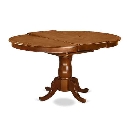 East West Furniture PORT7-SBR-W 7 Piece Dining Room Table Set Consist of an Oval Kitchen Table with Butterfly Leaf and 6 Dining Chairs, 42x60 Inch, Saddle Brown East West Furniture