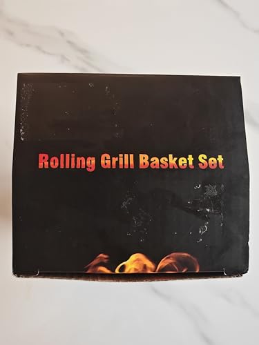 Ivtivfu Nesting Grill Baskets (2PCS, 2024), Removable Wooden Handle, 304 Stainless Steel, Rolling Grilling Net, BBQ Accessories Tools for Vegetables Shrimp, Outdoor Cooking Camping, Gifts for Men Dad Husband Ivtivfu