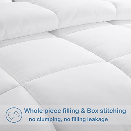 EASELAND Oversized Queen Down Alternative Comforter - Quilted Duvet Insert for All Seasons, Soft Lightweight with Corner Tabs, Summer Winter Warm Bedding, White 98×98 Inches EASELAND