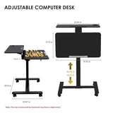 TecbL Pneumatic Standing Desk with Wheels - Adjustable Height 28" - 46" & 0-90° Tilt, 31.5" x 17.7" Skin-Feel Desktop, Rolling Computer Desk for Home Office, Hospital, School (Black) TecbL