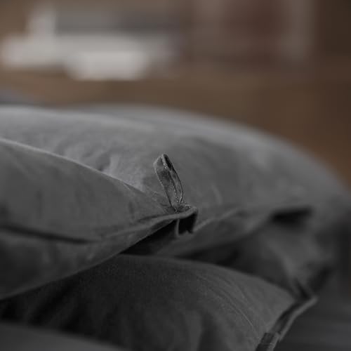 Airluck Feather Down Comforter Twin Size,Ink Gray All Season Duvet Insert,Luxurious Hotel Bedding Comforters with 100% Skin-Friendly Cotton Cover,Fluffy Medium Warmth with Corner Tabs(68x90 Inch) Airluck