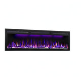Mystflame 60 inch Electric Fireplace, Recessed and Wall Mounted Slim Electric Fireplace, 750/1500 Watt Heater Fireplace, Log & Crystal Hearth, Adjustable Realistic Flame, Remote Control & Touch Screen Mystflame