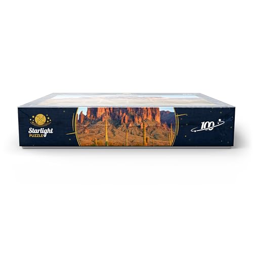 MyPuzzle The Superstition Mountains and Sonoran Desert Landscape at Sunset in Lost Dutchman State Park, Arizona - Premium 100 Piece Jigsaw Puzzle for Adults MyPuzzle.com