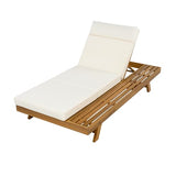 Merax Acacia Wood Chaise Lounge Chair Outdoor Set of 2, Patio Recliner with 4 Position Adjustable Backrest and 4" Thick Four-fold Cushion