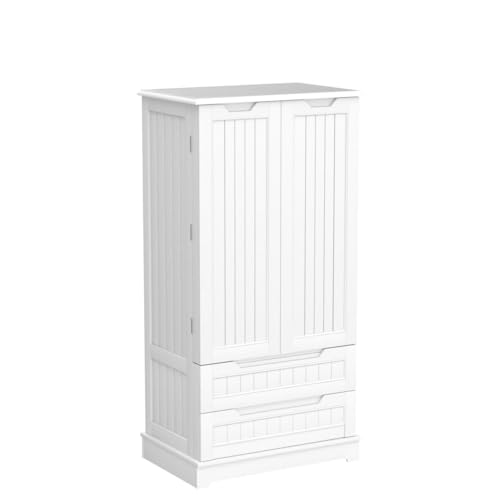 Gizoon 47" White Kitchen Pantry Storage Cabinet with Doors, Shelves, and Drawers for Organised Living - WoodArtSupply