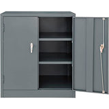Global Industrial Counter Height Cabinet with Locking Lever Handle, 2 Height Adjustable Shelves, 300 lbs Shelf Capacity, 36" W x 24" D x 42" H, Unassembled, Gray Global Industrial