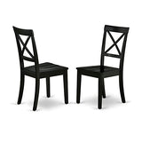 East West Furniture DLBO5-BLK-W 5 Piece Dinette Set for 4 Includes a Round Dining Room Table with Dropleaf and 4 Kitchen Dining Chairs, 42x42 Inch, Black East West Furniture