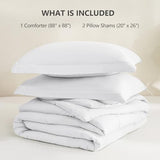 CozyLux Queen Size Comforter Sets White - 3 Pieces Box Stitched Queen Bed Set for All Seasons, Soft Lightweight Bedding Sets with 1 Down Alternative Comforter and 2 Pillow Shams CozyLux