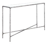 SAFAVIEH Couture Home Collection Jessa Silver Metal/Tempered Glass Top Entryway Living Room Rectangle Console Table (Fully Assembled) SAFAVIEH