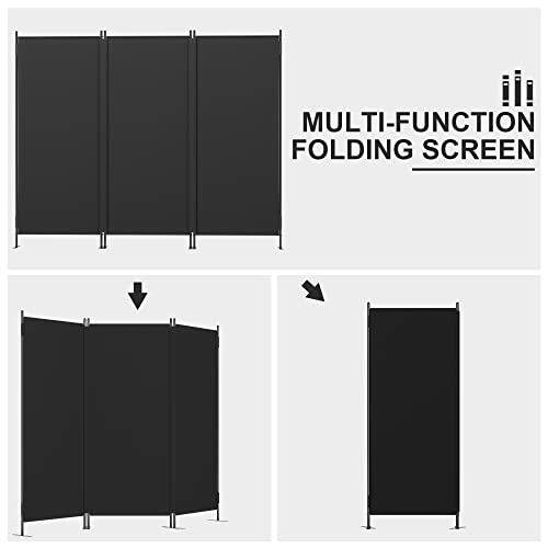 JAXPETY Room Divider Panel 6Ft Privacy Screen Wall Dividers for Room Separation Flexible Partition Folding Portable Room Partition for Office 88" W x 73" H, Black JAXPETY